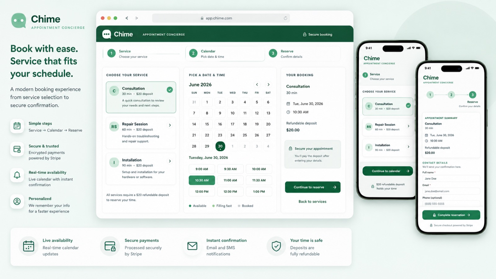 Chime: Booking Widget
