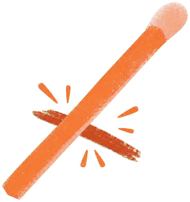 Illustration of a match at the moment of striking