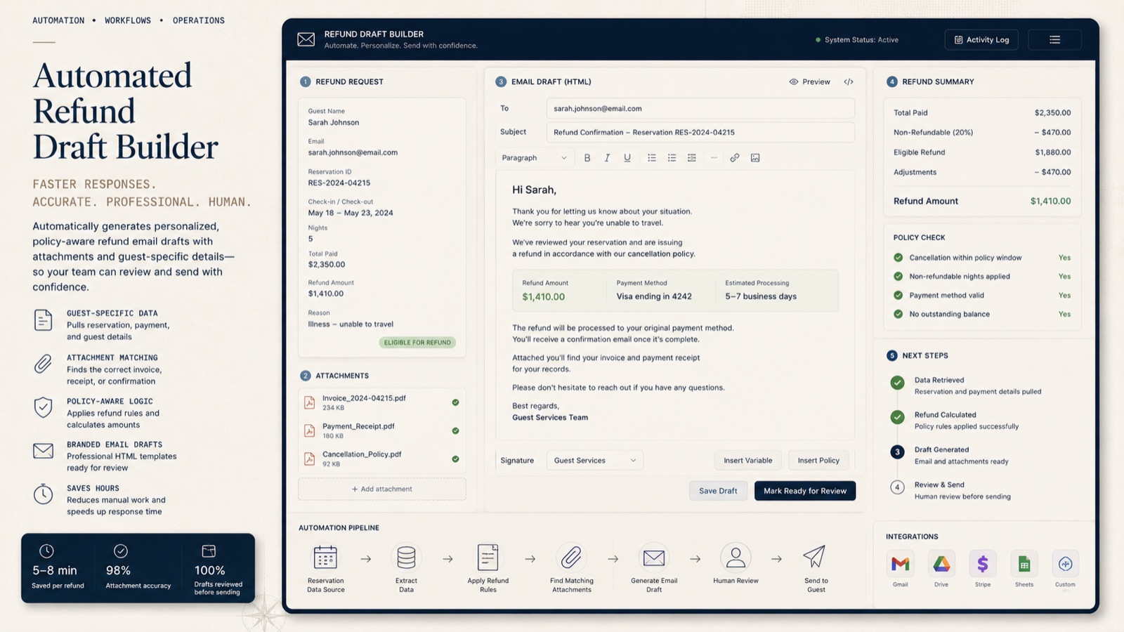 Automated Refund Draft Builder